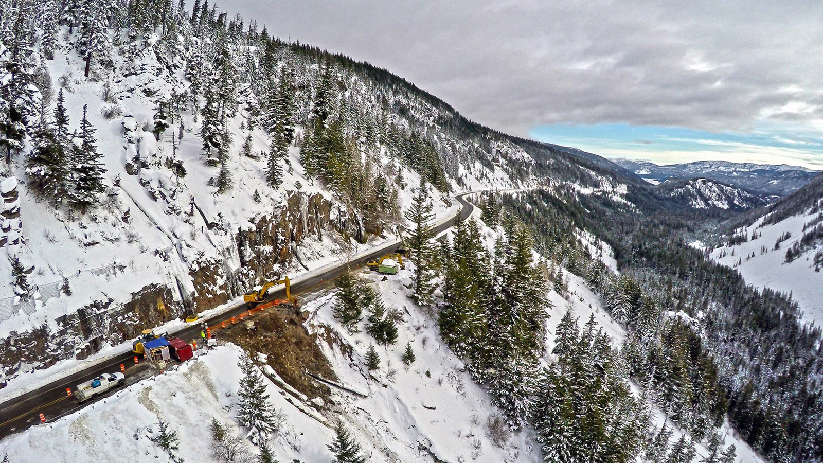 Phot of US 12 near White Pass with mountains in the background