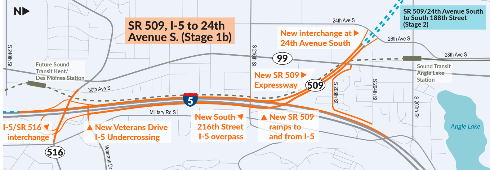 A map of the SR 509 expressway project