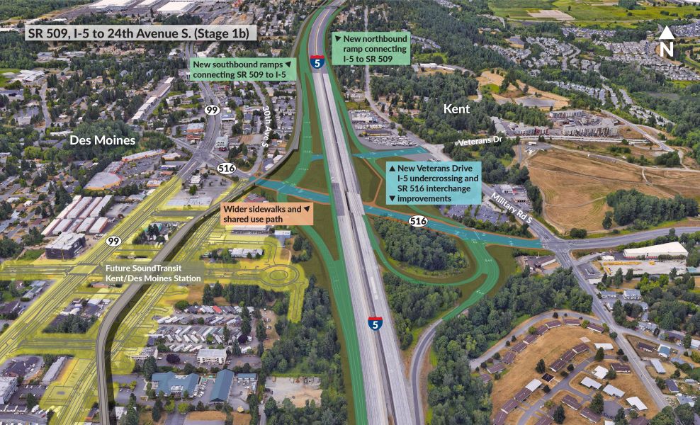 An aerial map of the 516 interchange and its upcoming changes