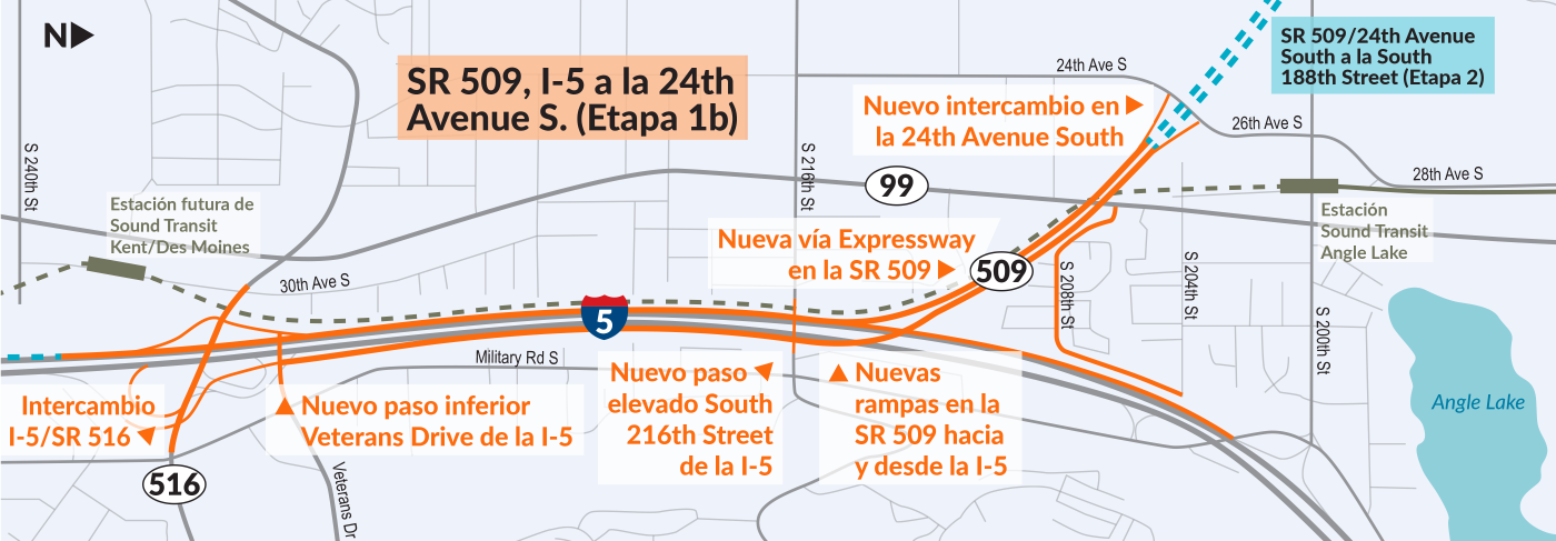 新的到南 24 大道（24th Avenue South）交汇处将为SR 509 高速公路和 Sea-Tac 国际机场以及南 24 大道（24th Avenue South）沿线的仓库之间提供通道。