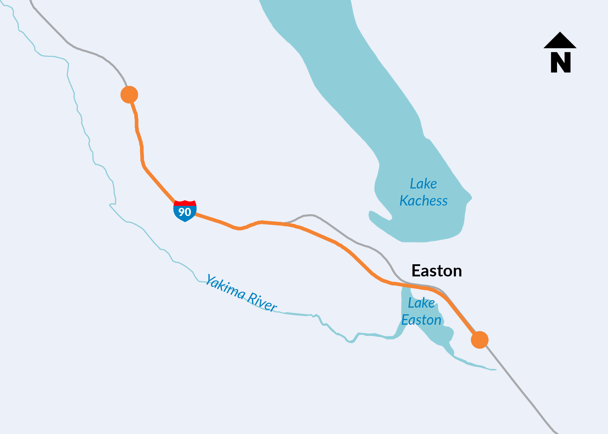 Map of Cabin Creek to Easton Phase 3 - Rebuild roadway, bridges & add lanes project area