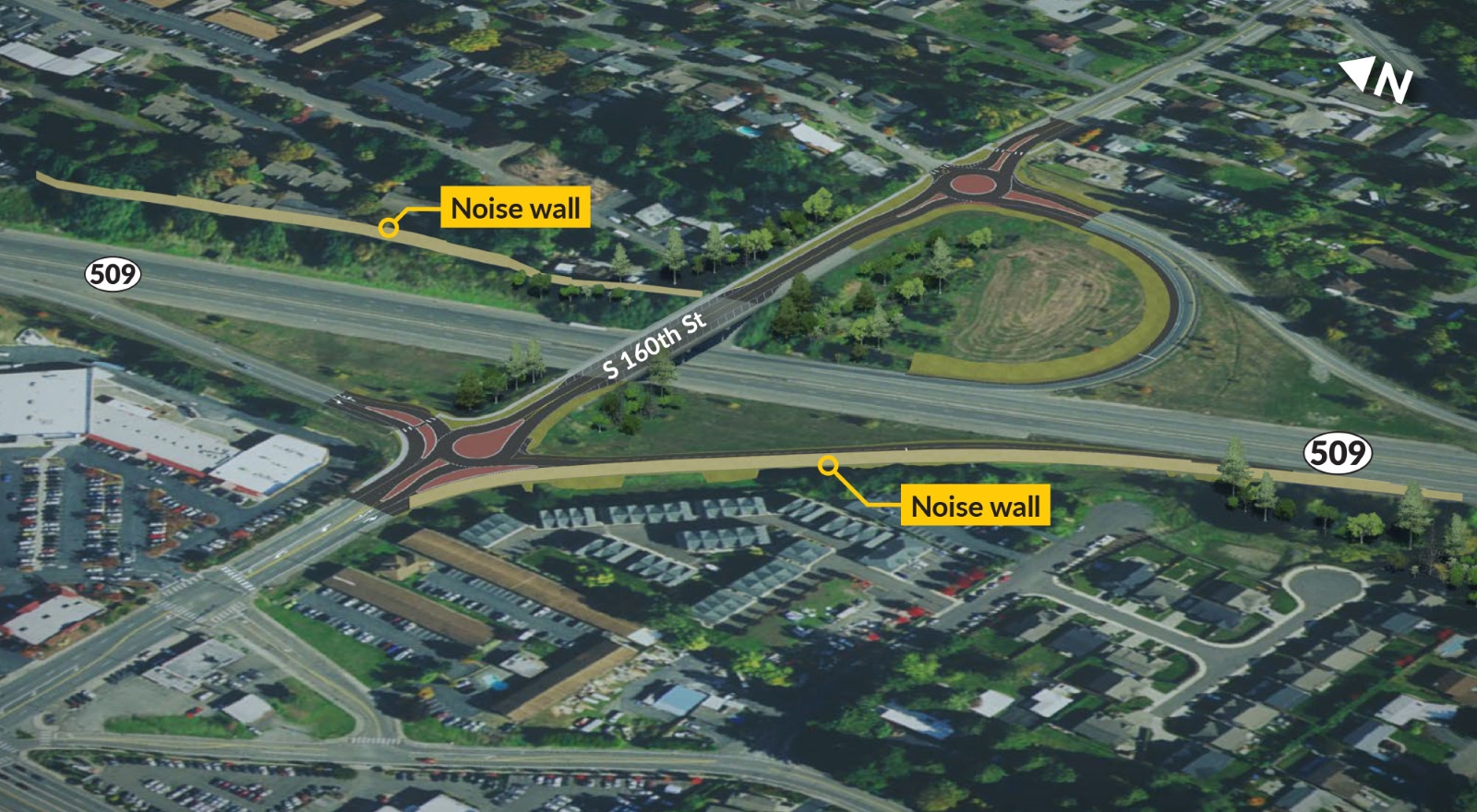 An overhead image of the 160th Interchange 