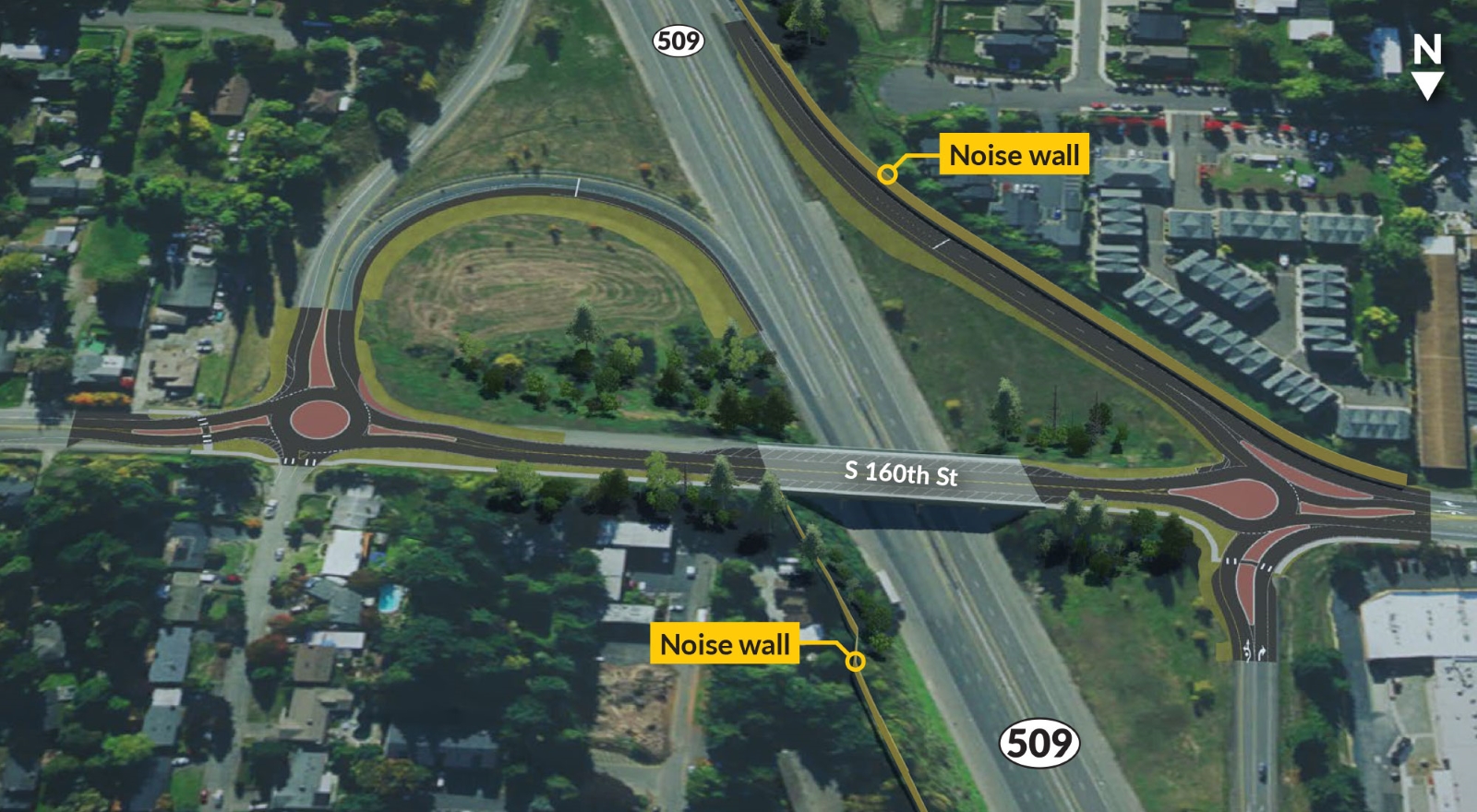 S 160th St roundabout rendering