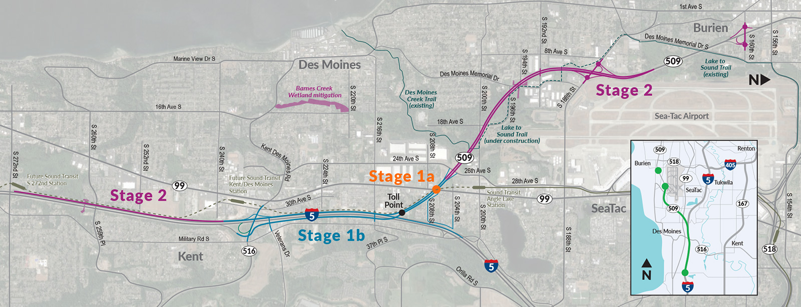 A map of the entire SR 509 alignment 