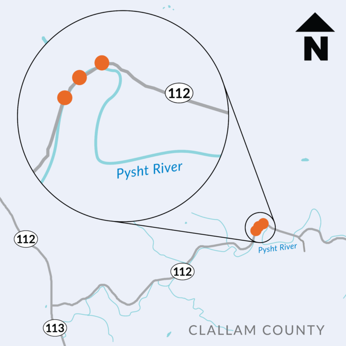 Map of SR 112 Pysht River – Emergency Repairs project area