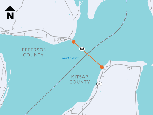 Map of SR 104 – Hood Canal Bridge – Center Lock Rehabilitation project area