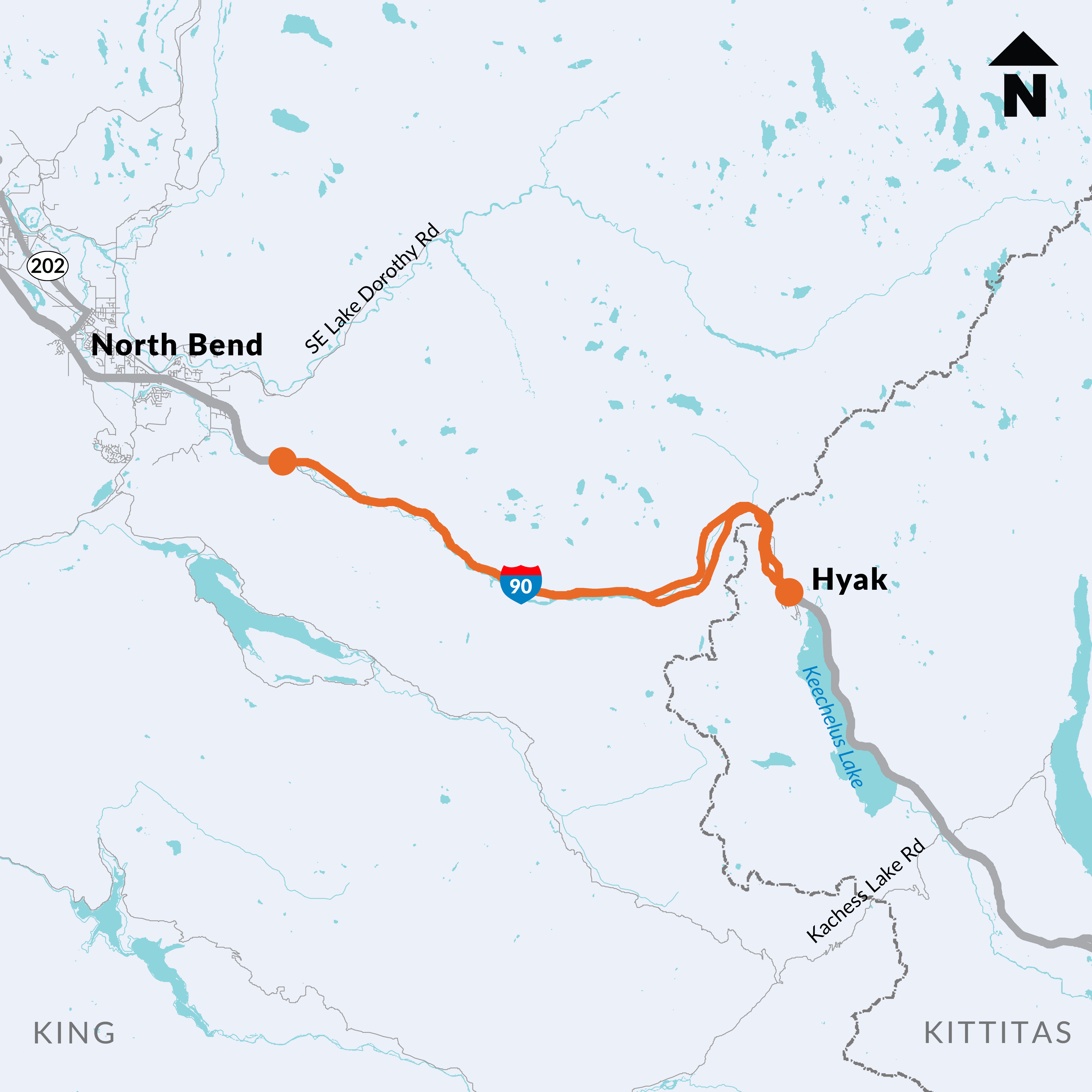 Map of I-90 Homestead Valley Road to Coal Creek - Bridge Deck Rehabilitation project area