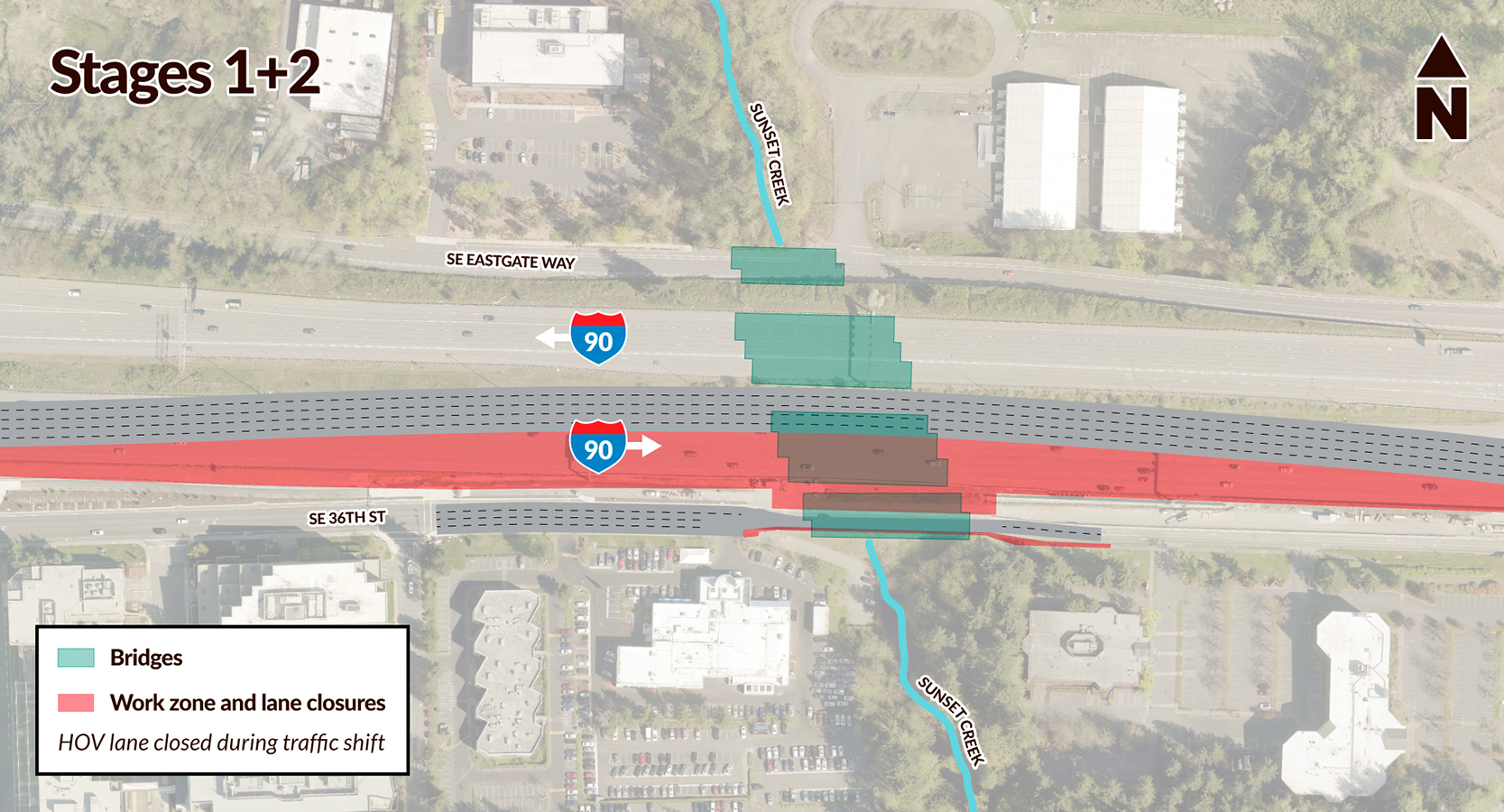 I-90 West Fish Passage – Sunset Creek construction stages 1 and 2