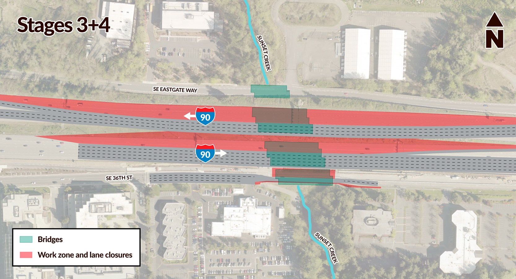 I-90 West Fish Passage – Sunset Creek construction stages 3 and 4