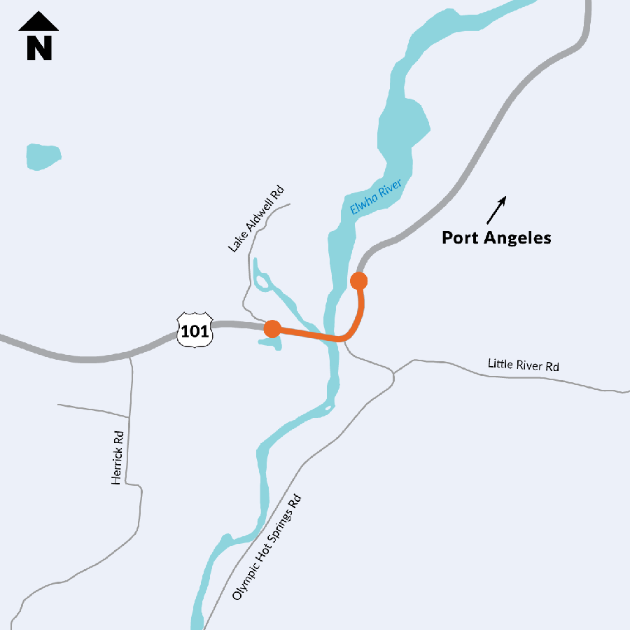 Map showing location of US 101 Elwha River Bridge – Bridge Replacement project