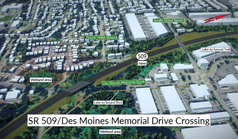 Rendering of the SR 509/Des Moines Memorial Drive crossing