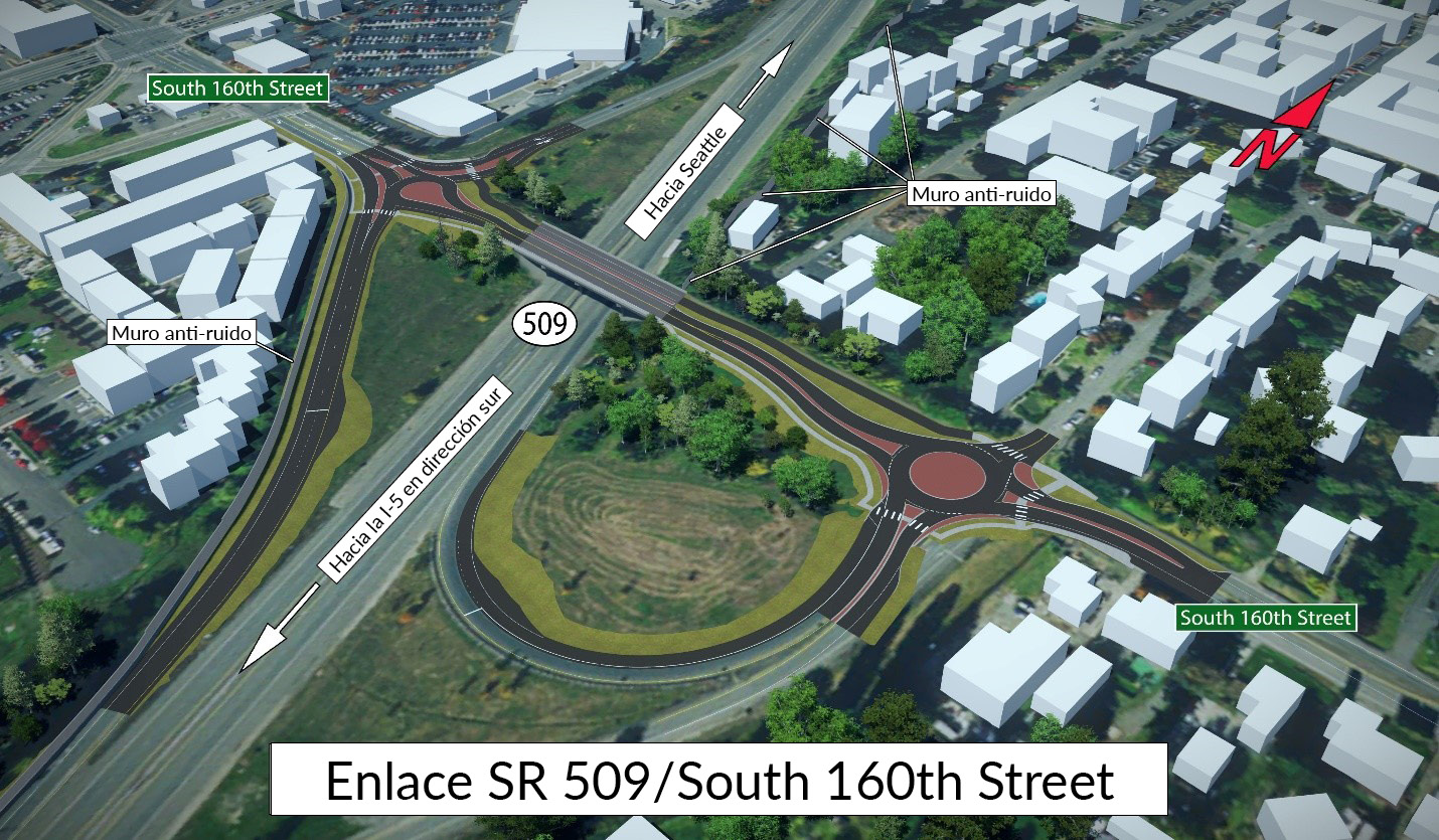 Representación del intercambio SR 509/South 160th Street