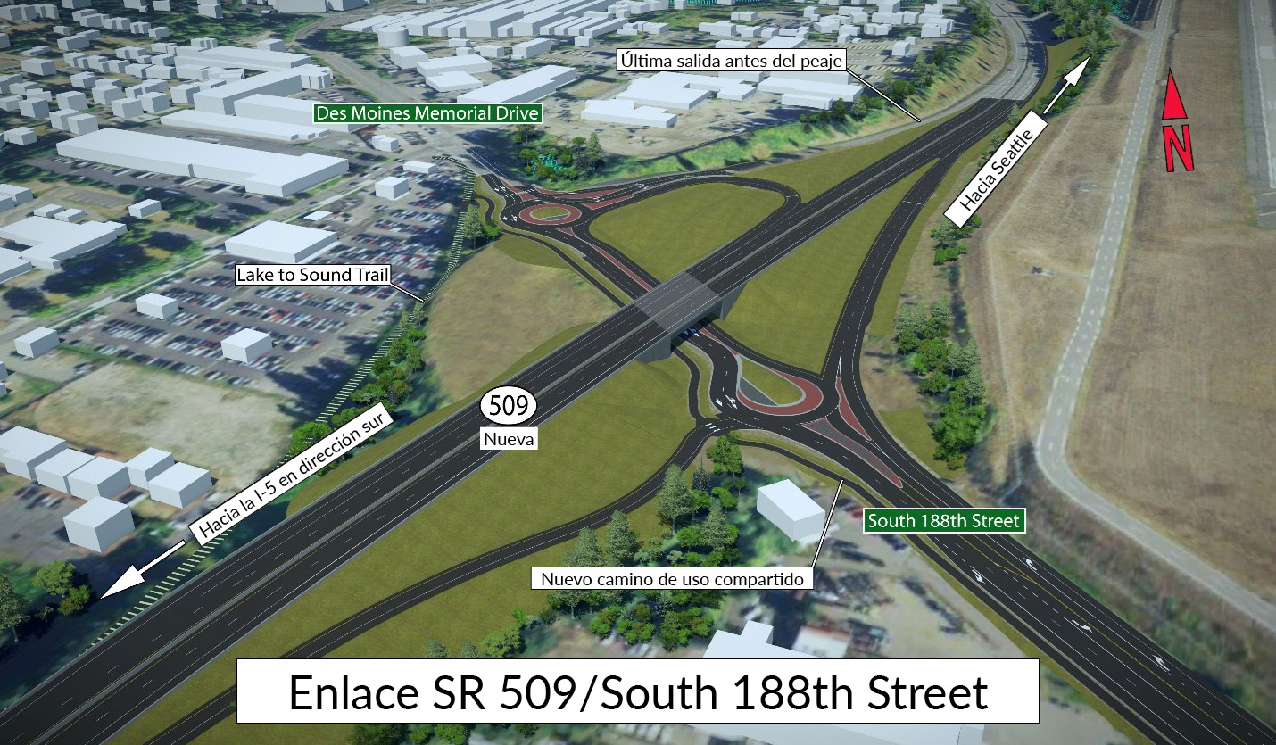 Representación del intercambio SR 509/South 188th Street