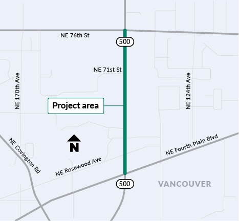 Map of the Complete Streets project area on SR 500