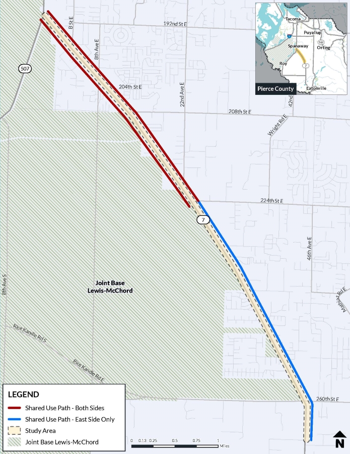 A map displaying potential shared-use paths along SR 7.