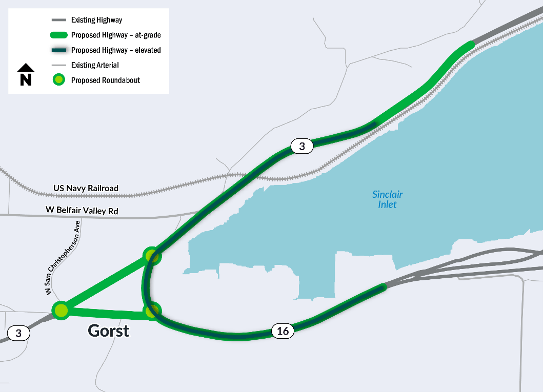 Map showing Alternative A-1