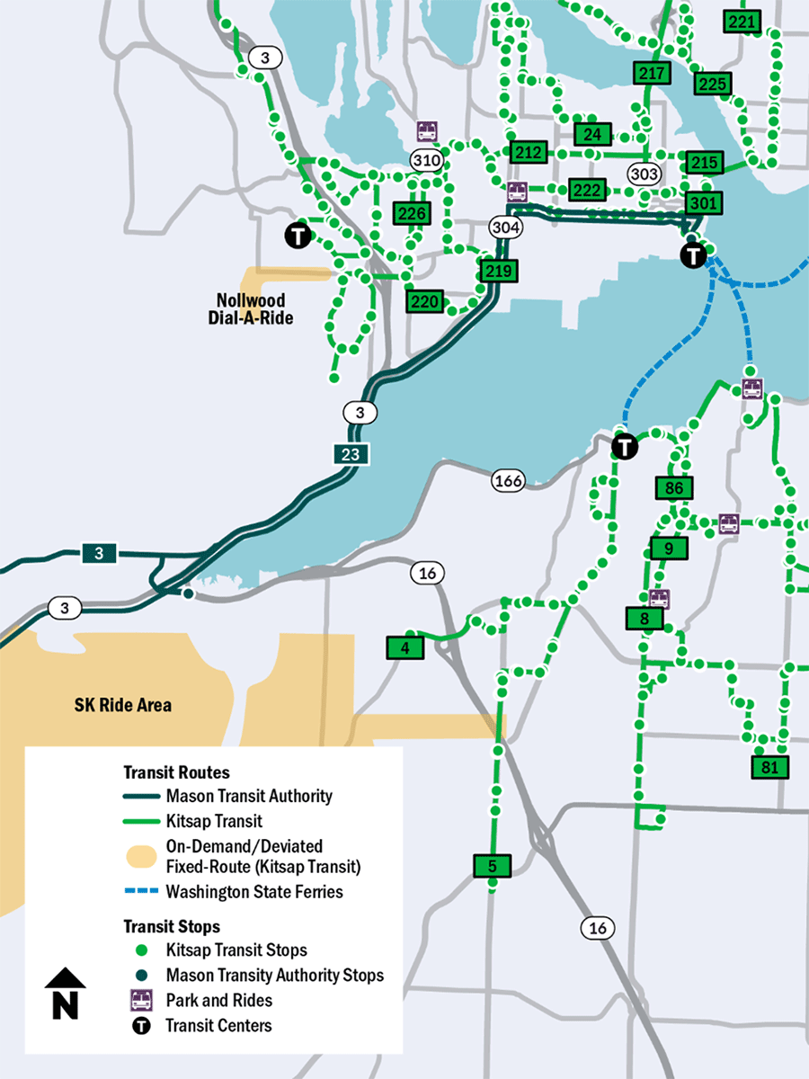 Map showing transit access near the Gorst area