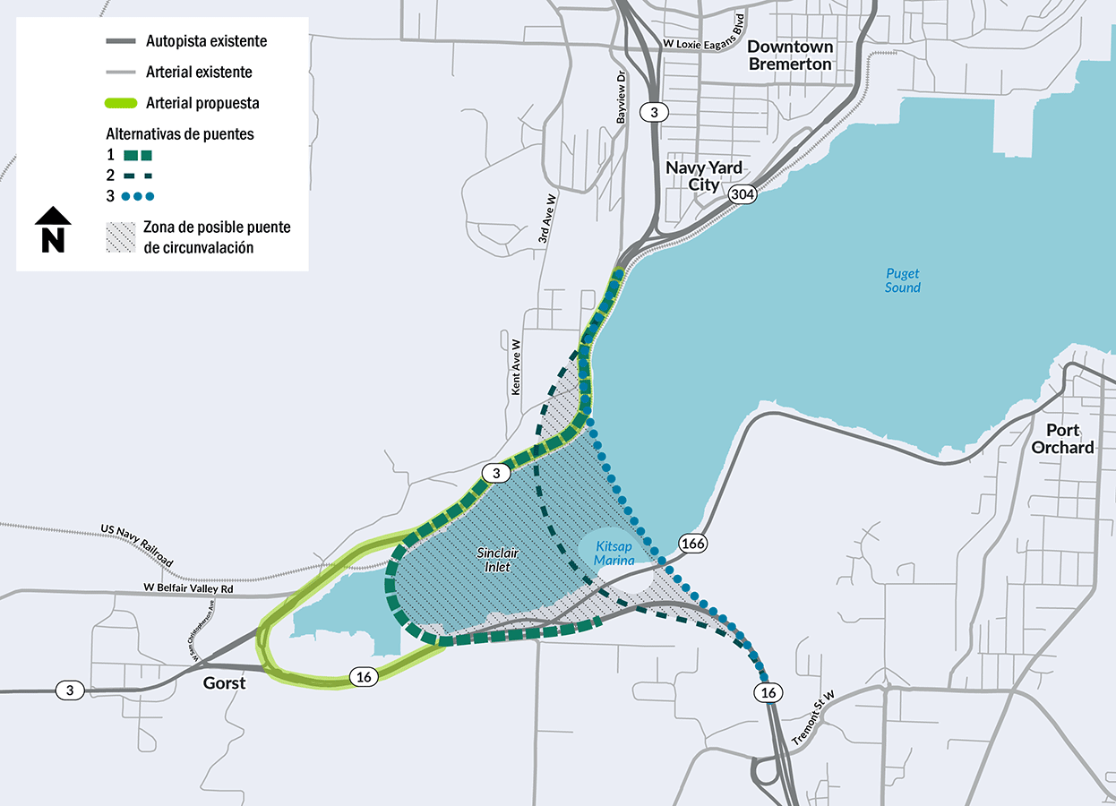 Mapa que muestra la alternativa B