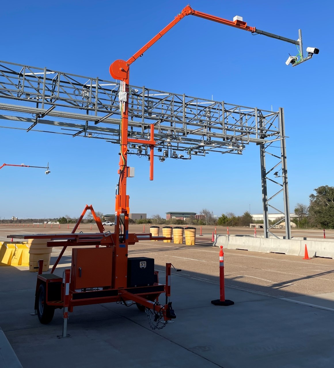 Speed camera mounted on a trailer during testing