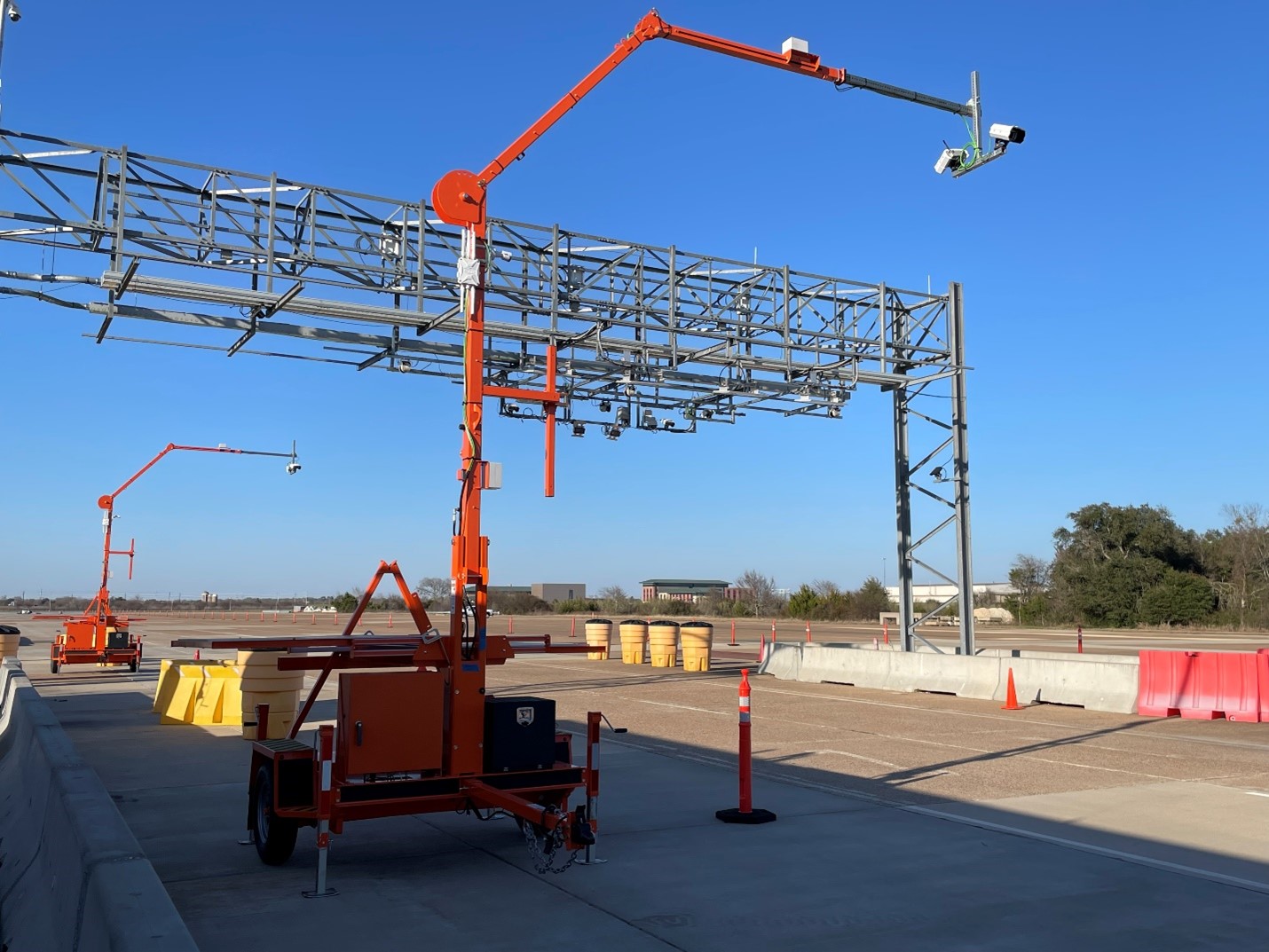 Speed camera mounted on a trailer during testing