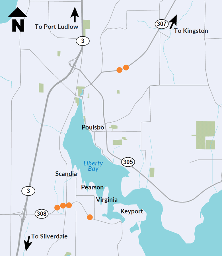 Graphic showing Kitsap 29 fish passage project area map