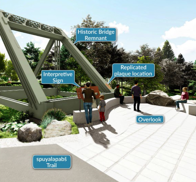 WSDOT demolerá el antiguo puente de acero sobre el rio Puyallup, conservará una porción de este cruce histórico y lo usará como señal de patrimonio histórico en el sendero spuyaləpabš.