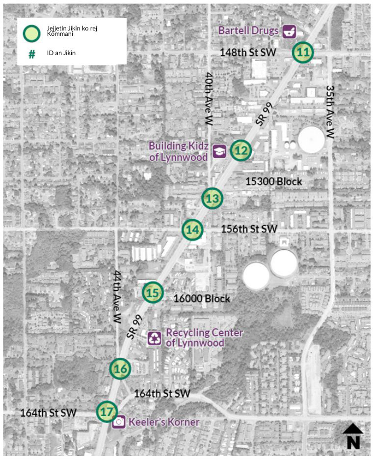 Juon mab ej kwalok jekjen in jikin katak eo an SR 99 jen 148th Street Southwest ñan 164th Street Southwest. Building Kidz of Lynnwood (Preschool), Recycling Center of Lynnwood, im Keeler’s Korner emōj kalikar iturin ial aitok eo. Jilimjuon jejjetin jikin ko ñan kōkmanmanlok rebed iturin ial eo an SR 99.