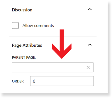 Parent Page under Page Attribues in the right menu